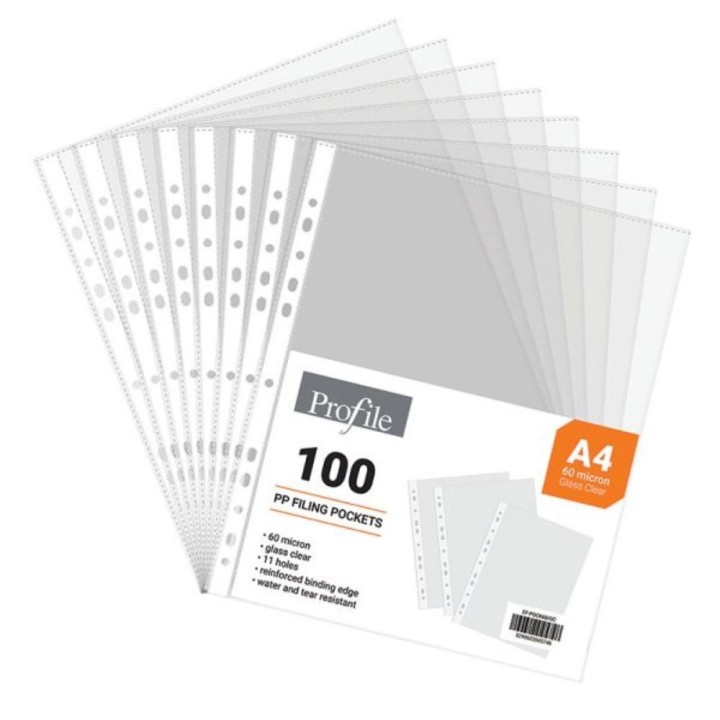 Profile Economy Glass Clear PP Pockets A4 0,06mm Pack of 100