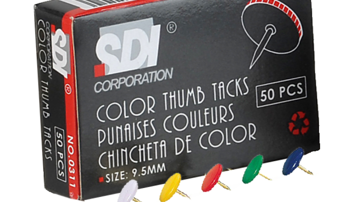 Sdi Thumb Tucks Coloured 50 Pcs Box