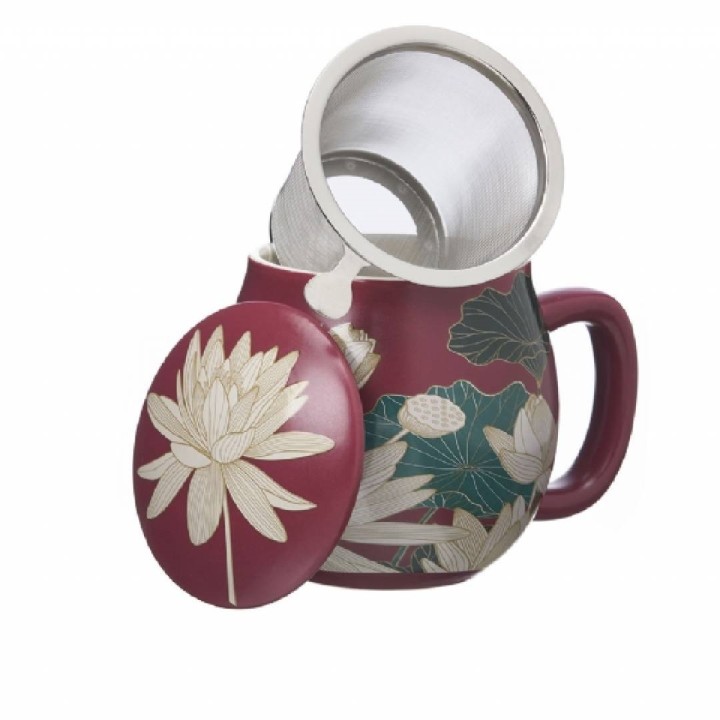 LAVIADELTE, Tea Mug, 350cc, Camilla,  with Lid n Infuser
