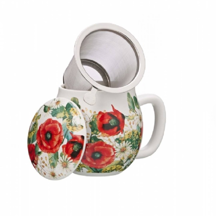 LAVIADELTE, Tea Mug, 350cc, Camilla,  with Lid n Infuser