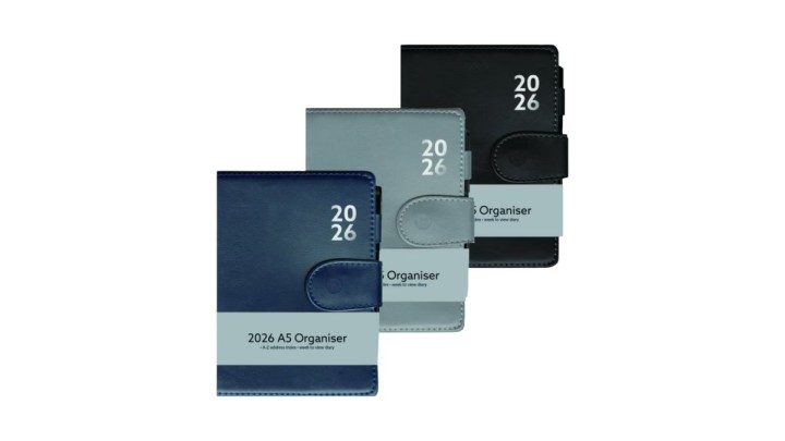 2026 A5 WEEK TO VIEW PREMIUM PADDED ORGANISER WITH FASTENER 6's