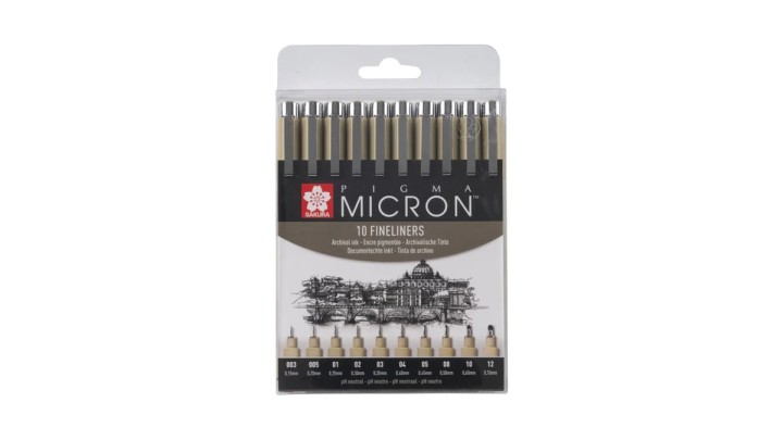 Sakura Pigma Micron fineliner set | 10 sizes, black