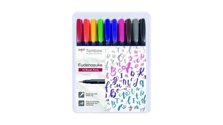 Tombow Fudenosuke 10 colours Brush Pens