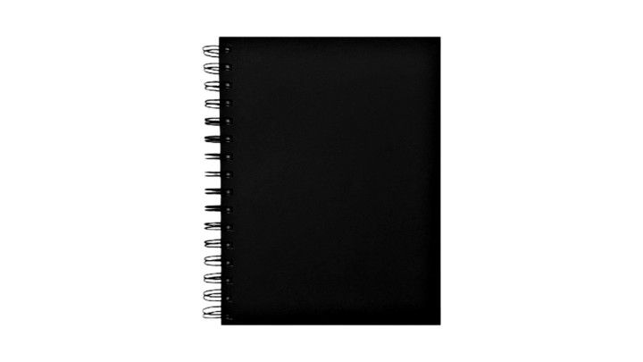 Note Pad A5 Black Cover Side Wire with Lines