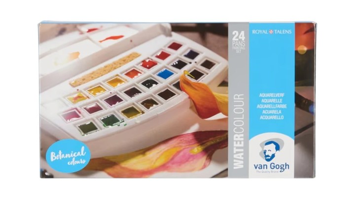 Van Gogh Watercolour plastic case botanical selection set | 24 half pans