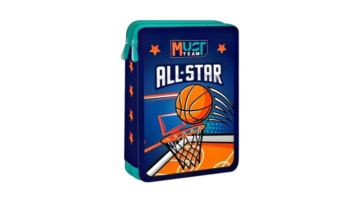 Σχολική Κασετίνα Διπλή Γεμάτη Must Basketball Allstar