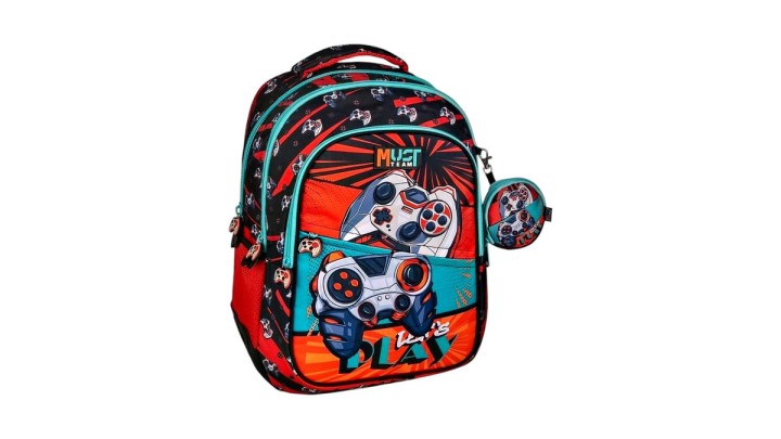 School Backpack Must Team Let's Play 3 Compartments