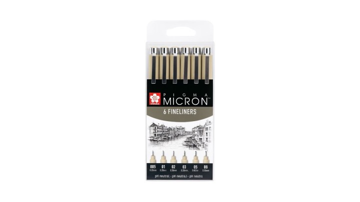 Sakura Pigma Micron fineliner set | 6 sizes, black