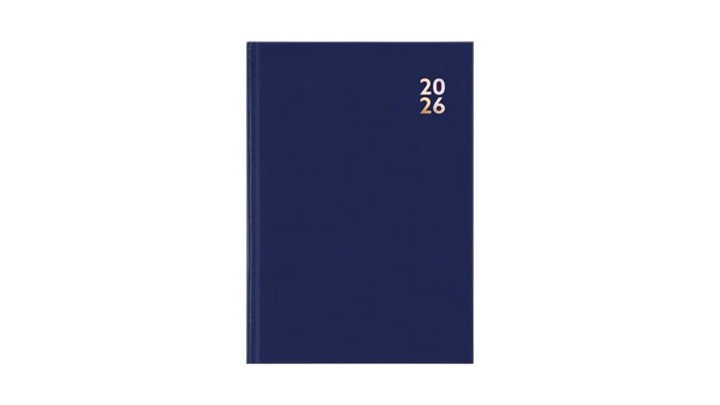 2026 Diary Deluxe A4 Day to Page Hard Cover Blue