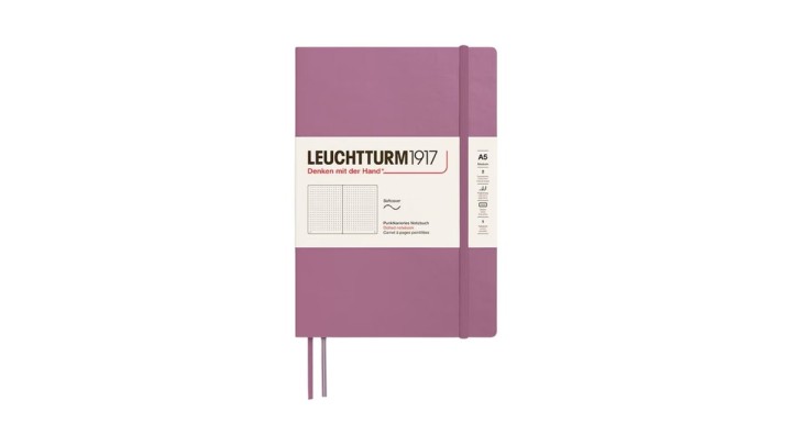 Notebook Medium (A5), Softcover, 123 numbered pages, Dusty Rose, dotted