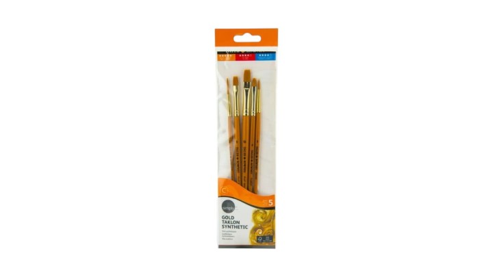 Daler Rowney Gold Taklon Synthetic Brush Set - 5 Pack