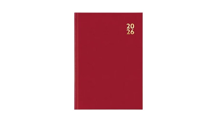 2026 Diary Deluxe A5 Day to Page Hard Cover Red