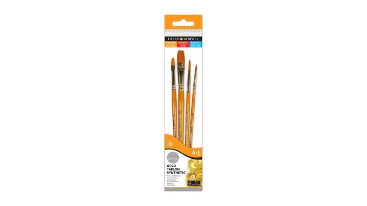 Daler Rowney Gold Taklon Synthetic Brush Set No.3 - 4 Pack