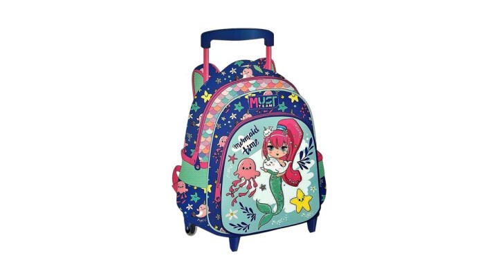 Τσάντα Νηπιαγωγείου Kindergarten Trolley Backpack 27*10*31 2 Cases Mermaid Time