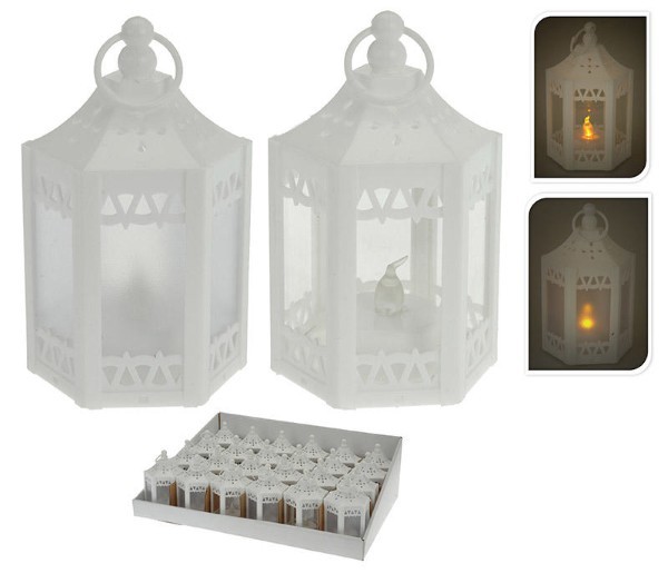 LANTERN LED 11CM WHITE - ASSORTED DESIGNS