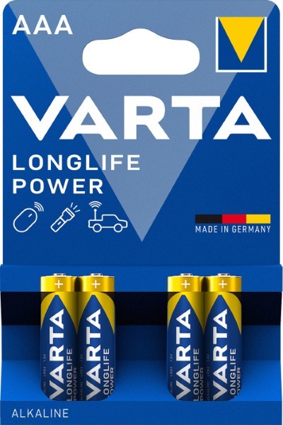 VARTA LONGLIFE POWER ALKALINE BATTERIES AAA, MICRO, LR03, 1,5V, 4-PACK