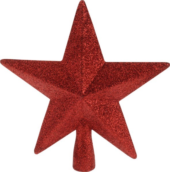 XMAS TREETOP STAR 19CM RED GLITTER