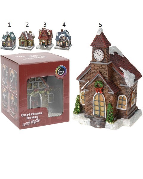 VILLAGE SET MULTICOLORED LED 5 ASSORTED DESIGNS