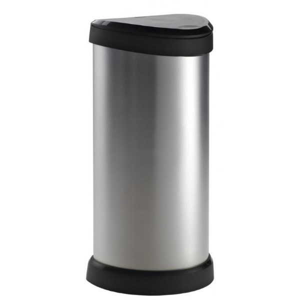 CURVER PUSH BIN 40L - BLACK/SILVER