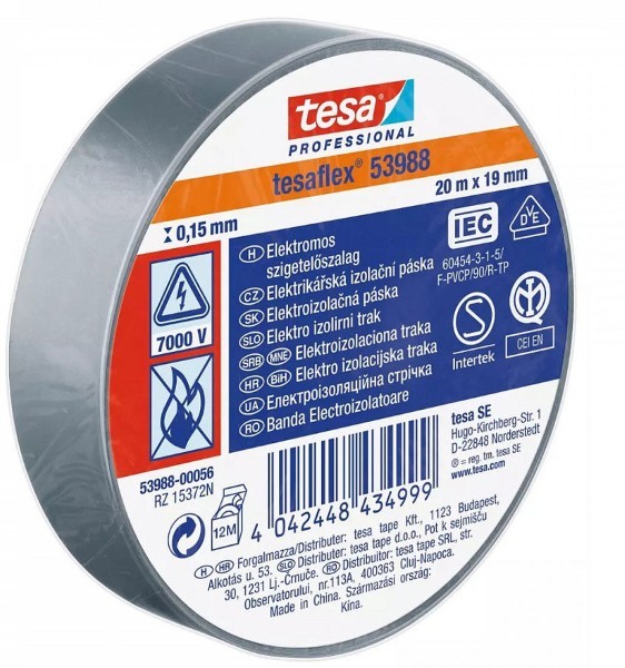 TESA INSULATION TAPE 20Mx19mm GREY IEC60454