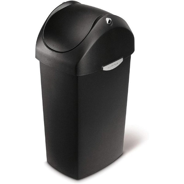 SIMPLEHUMAN PLASTIC SWING LID BIN 40L - BLACK