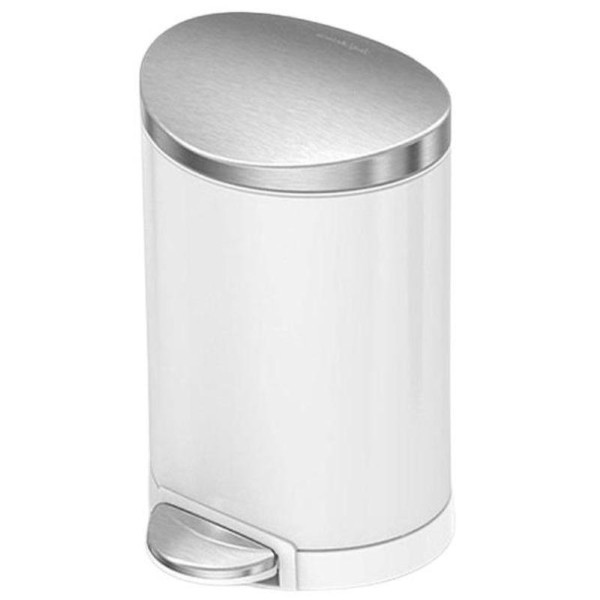 SIMPLEHUMAN SEMI ROUND PEDAL BIN 6L - WHITE