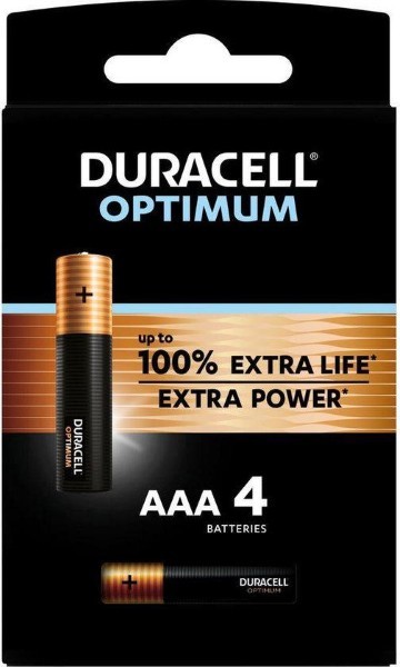 DURACELL OPTIMUM NON-RECHARCHABLE AAA BATTERY PACK OF 4