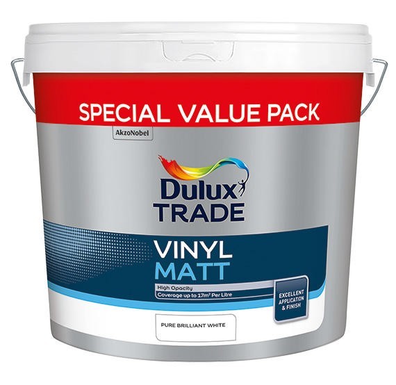 DULUX TRADE PURE BRILLIANT WHITE VINYL MATT VALUE PACK 11L