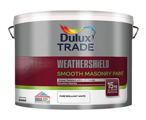 DULUX WEATHERSHIELD SMOOTH MASONRY PAINT WHITE 2.5L