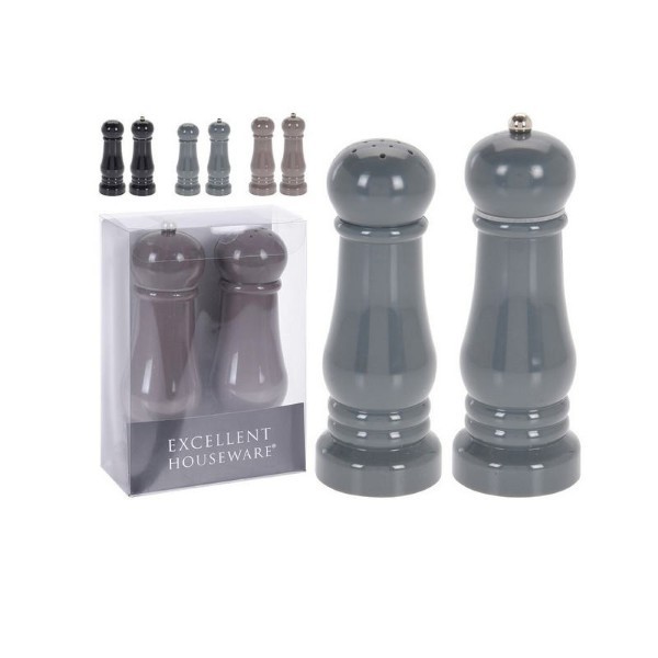 PEPPER MILL &amp; SALT SHAKER 3 ASSORTED COLORS 2PCS