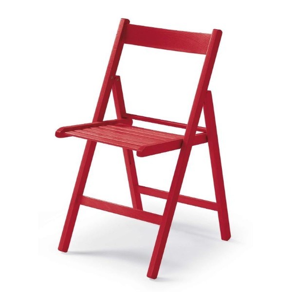 KIRA FOLDING CHAIR WOODEN - RED