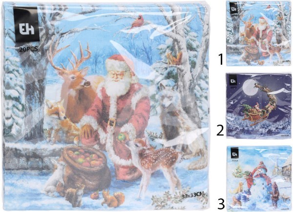 CHRISTMAS NAPKINS 33X33CM 16PCS - ASSORTED DESIGNS