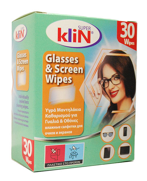 SUPER KLIN WET WIPES FOR GLASSES &amp; SCREEN 30PCS