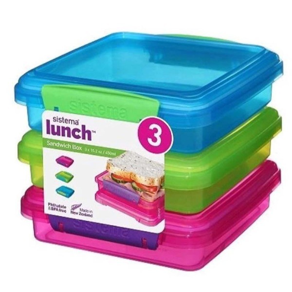 SISTEMA LUNCH BOX FOR SANDWICH 450ML 3PCS