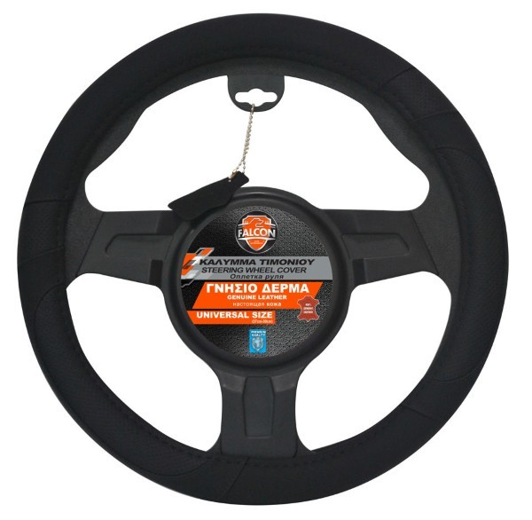 FALCON STEERING WHEEL COVER BLACK LEATHER