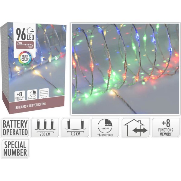 XMAS LED LIGHTS 96PCS BATTERY OPERATED - MULTICOLOR