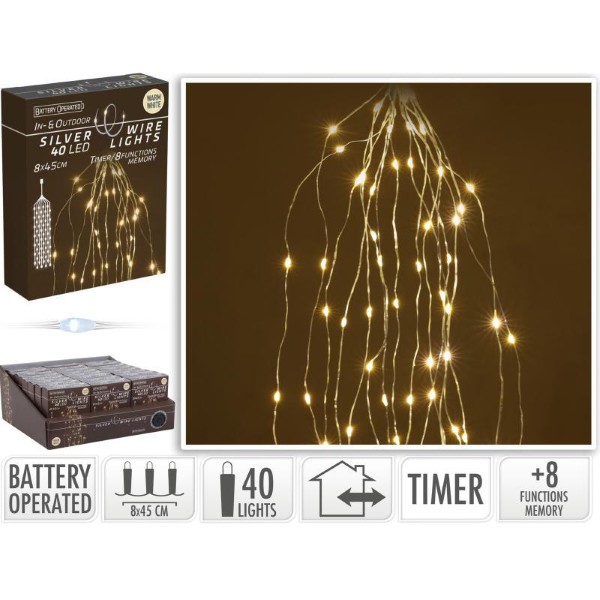 SILVER WIRE WITH 40LED - WARM WHITE