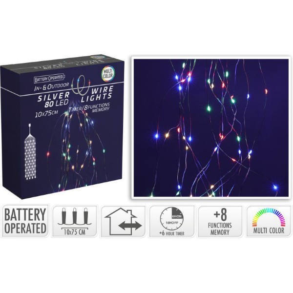 SILVER WIRE WITH 80LED - MULTICOLOR