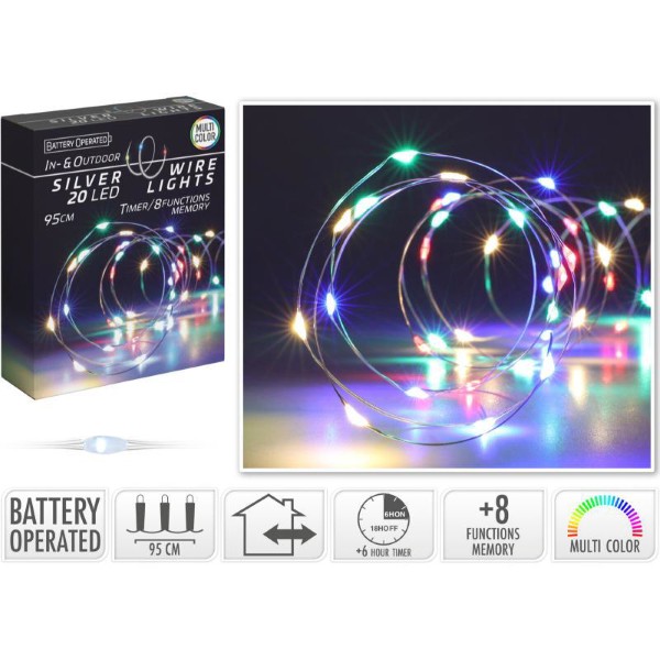 SILVERWIRE LIGHTS 20LED 95CM MULTICOLOR