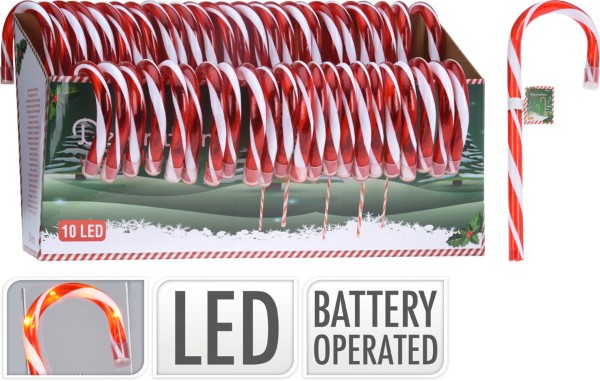 CANDY CANE LED 34CM RED/WHITE