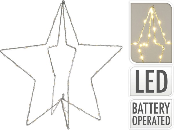 STAR WITH LED 37CM SILVER