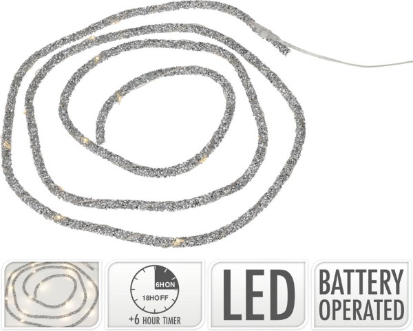 LED CHAIN ROPE 180CM 20L SILVER