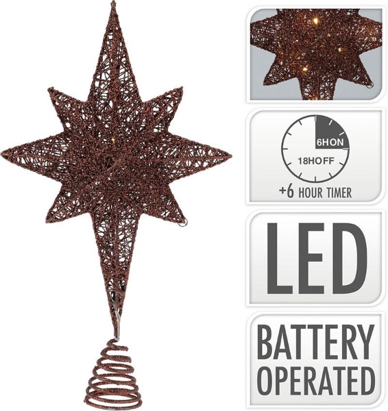 TREE TOPPER STAR 10LED 38CM