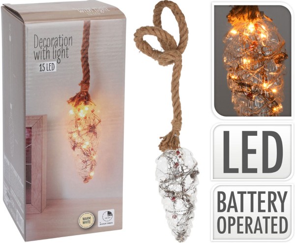 PINECONE W BERRIES ON ROPE