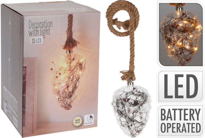 PINECONE W BERRIES ON ROPE