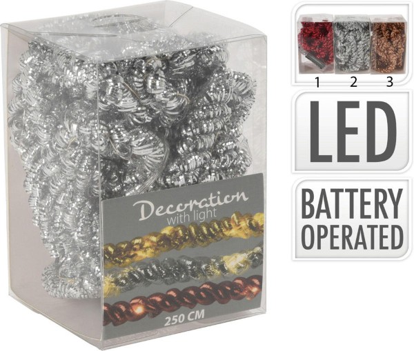 TINSEL ROPE 250CM 25LED 3ASS