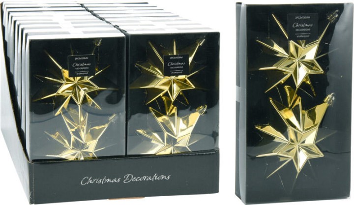 STAR HANGING DECORATION 10CM 2PCS - GOLD