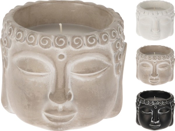 CITRONELLA CANDLE IN BUDDHA 11X10CM 3 ASSORTED COLORS