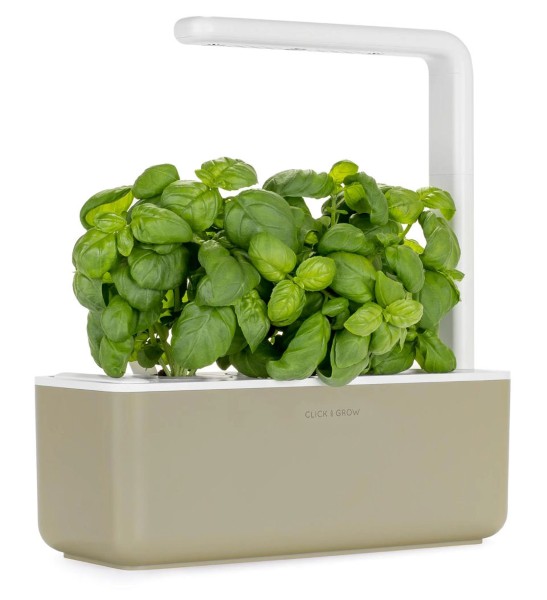 CLICK &amp; GROW SGS7UNI SMART GARDEN 3 STARTER KIT WITH 3 BASIL PODS 30X12CM BEIGE