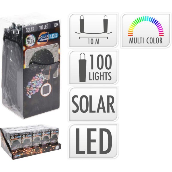DECORATIVE SOLAR LED LIGHT CHAIN 100PCS 10M - MULTICOLOR